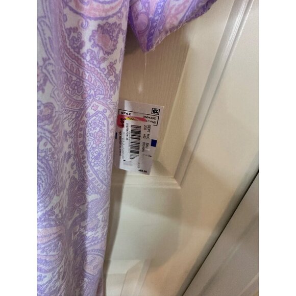 Miss Elaine Womens Paisley Snap Front Large Cotton/ Poly Short Sleeve Robe Purpl - Picture 5 of 8